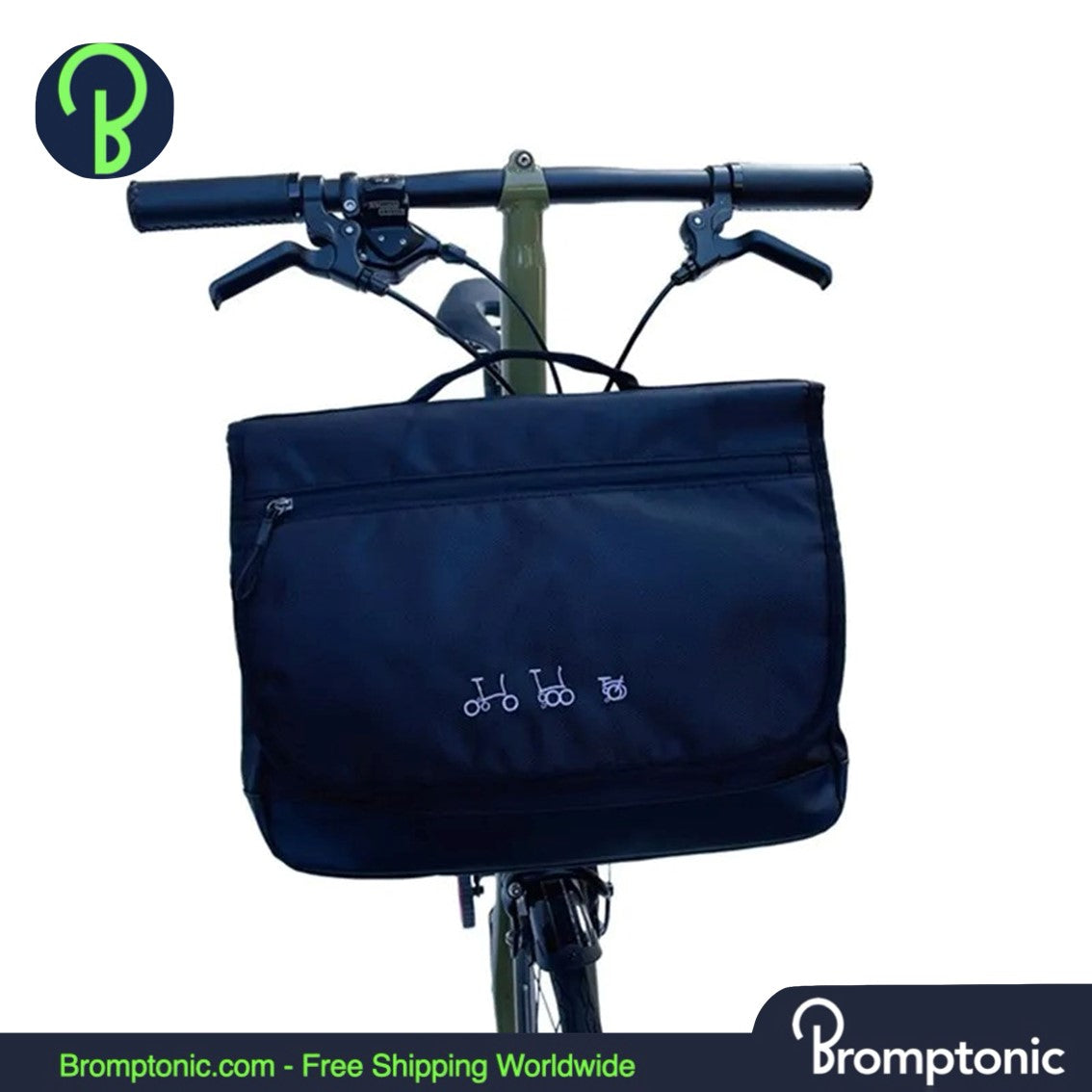 Bolsa de almacenamiento frontal Brompton con funda impermeable y soporte de aluminio