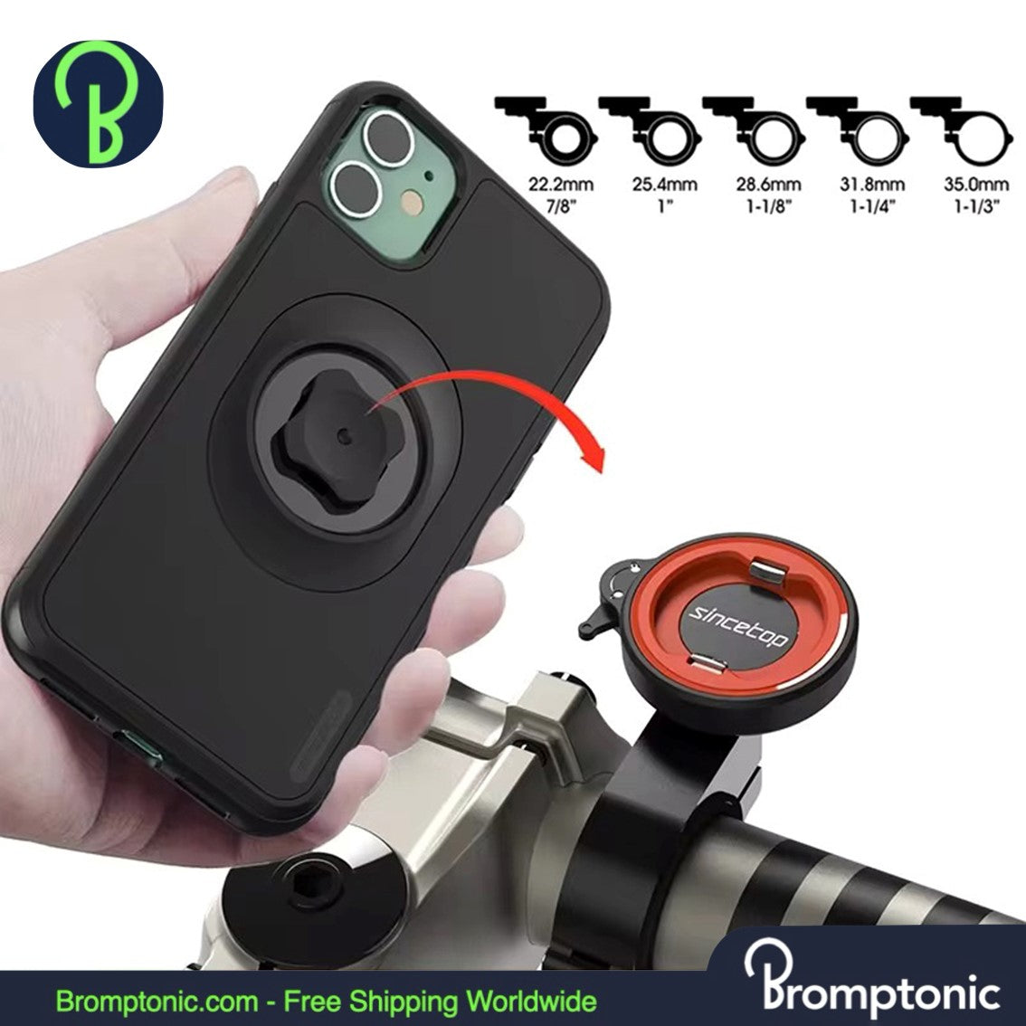 Bromptonic Quadlock Phone Holder Custodia antiurto per iPhone con Quad Lock