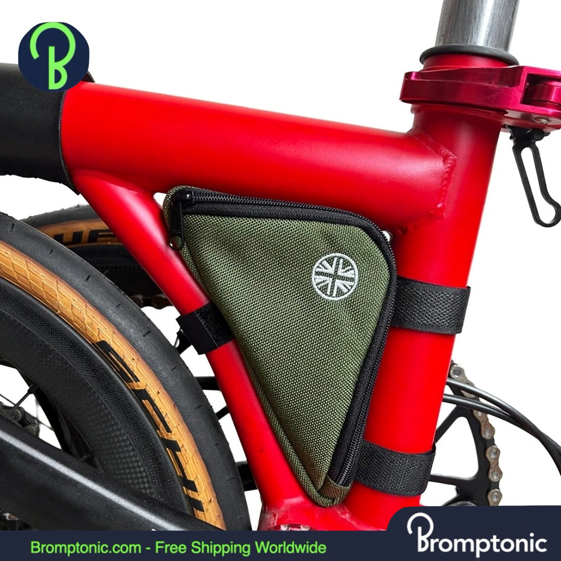 Bromptonic Triangle Bike Tool Storage Bag with Flag (Sac de rangement d'outils pour vélo avec drapeau)