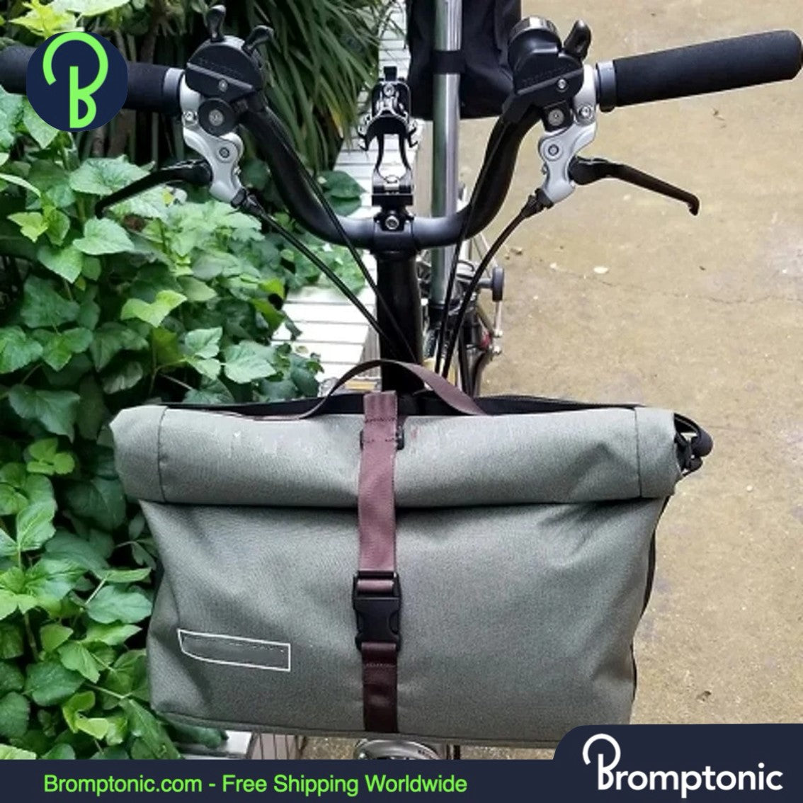 Brompton 15L Borsa portaoggetti anteriore e a tracolla con supporto in alluminio